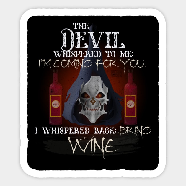 COOL GRUNGE WINE DEVIL WHISPERED BRING ALCOHOL Sticker by porcodiseno